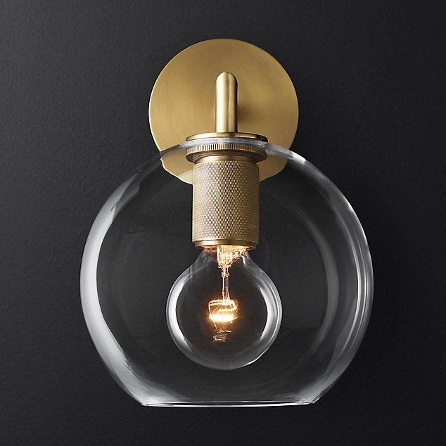 Бра RH Utilitaire Globe Shade Single Sconce Brass Латунь Прозрачное Стекло Бра RH Utilitaire Globe Shade Single Sconce Brass Латунь Прозрачное Стекло в Грозном | Loft Concept