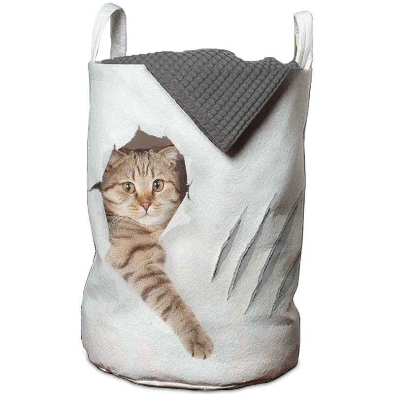 Корзина Hello Cat Basket Белый Бежево-серый Корзина Hello Cat Basket Белый Бежево-серый в Грозном | Loft Concept