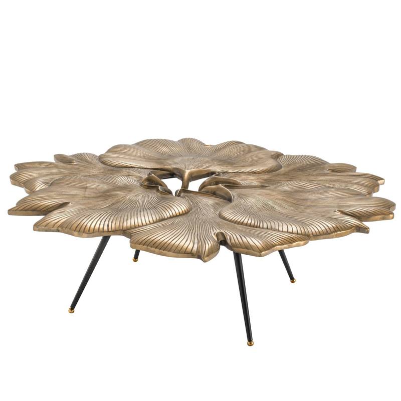 Кофейный стол Eichholtz Coffee Table Ginkgo Латунь Античная полированная Черный в Грозном | Loft Concept 