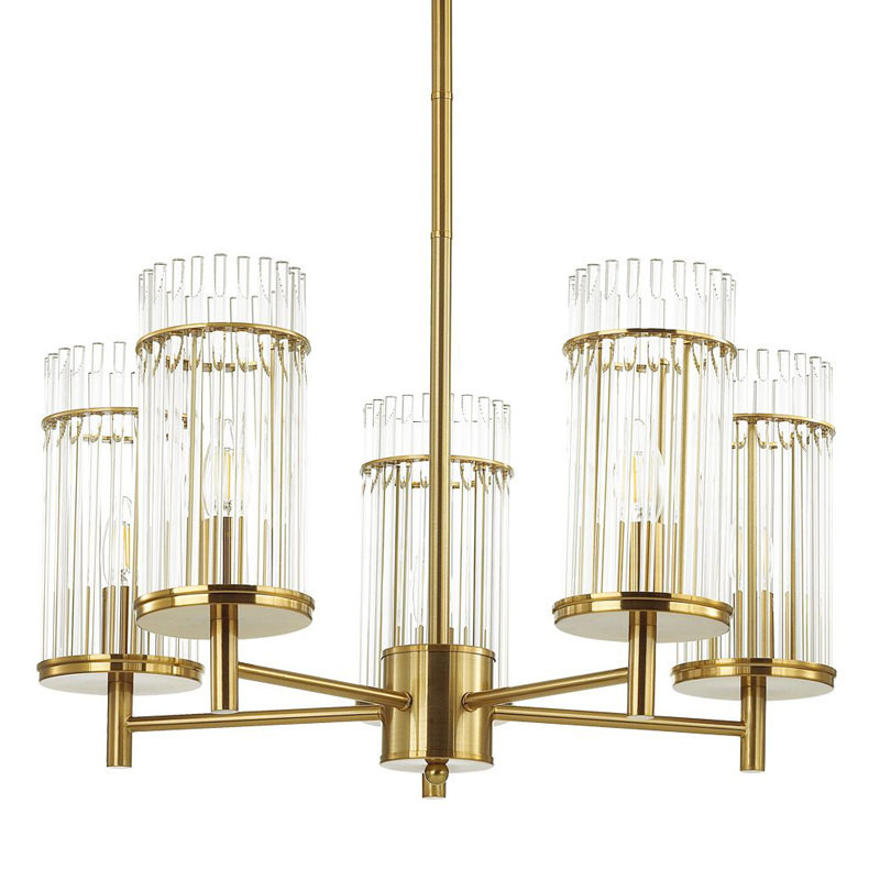Люстра Wendel Chandelier 5 Глянцевое золото Прозрачный Люстра Wendel Chandelier 5 Глянцевое золото Прозрачный в Грозном | Loft Concept