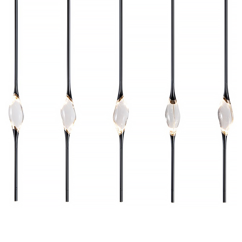 Подвесной светильник 12 Rectangle Chandelier Black Черный Прозрачный Подвесной светильник 12 Rectangle Chandelier Black Черный Прозрачный в Грозном | Loft Concept