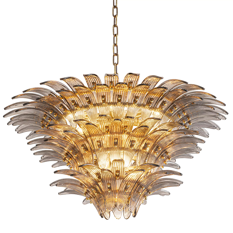 Люстра Eichholtz Chandelier Italo Латунь Стекло Смок Люстра Eichholtz Chandelier Italo Латунь Стекло Смок в Грозном | Loft Concept