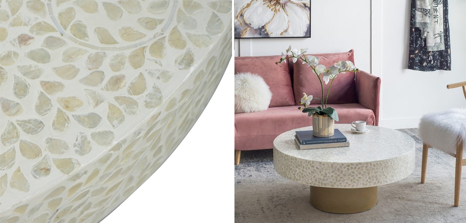 Стол Кофейный Bone Inlay с мозаичным рисунком из раковин устриц Стол Кофейный Bone Inlay с мозаичным рисунком из раковин устриц - Loft-Concept в Грозном