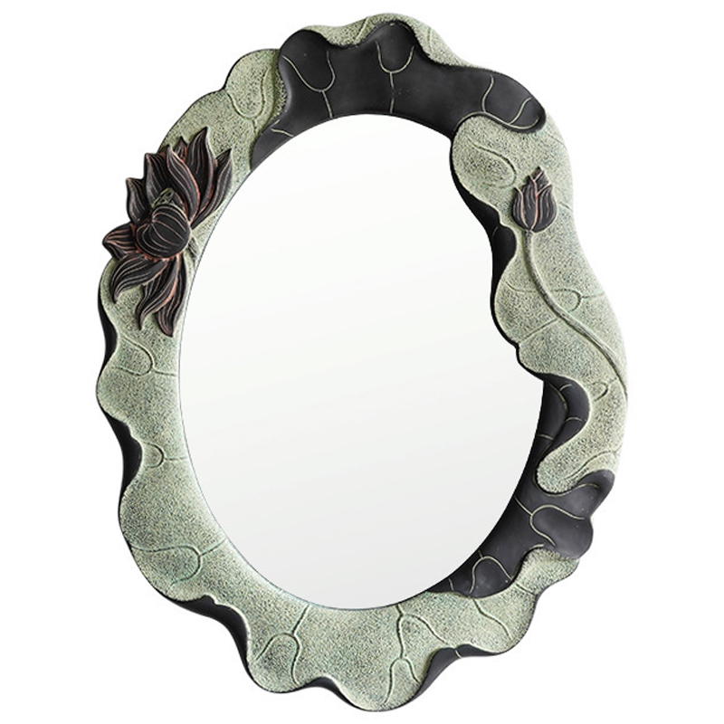 Зеркало Mirror Lotus Flowers oval Графит Зеленый шалфей Зеркало Mirror Lotus Flowers oval Графит Зеленый шалфей в Грозном | Loft Concept