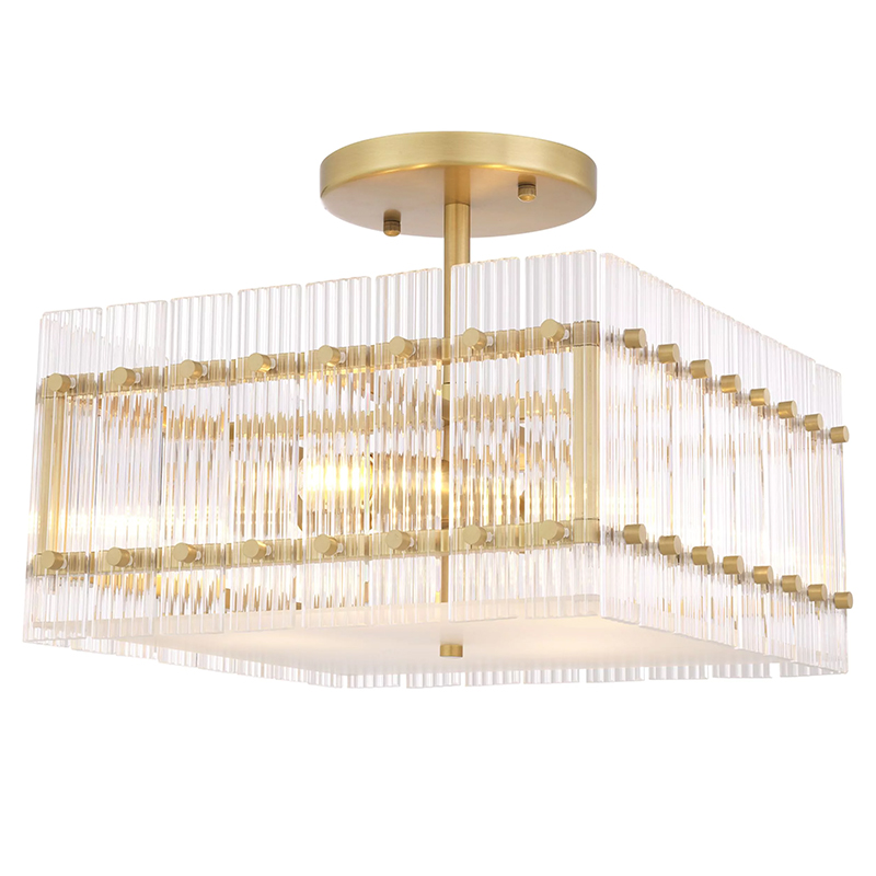 Потолочный светильник Eichholtz Ceiling Lamp Ruby Square Прозрачное Стекло Латунь Потолочный светильник Eichholtz Ceiling Lamp Ruby Square Прозрачное Стекло Латунь в Грозном | Loft Concept