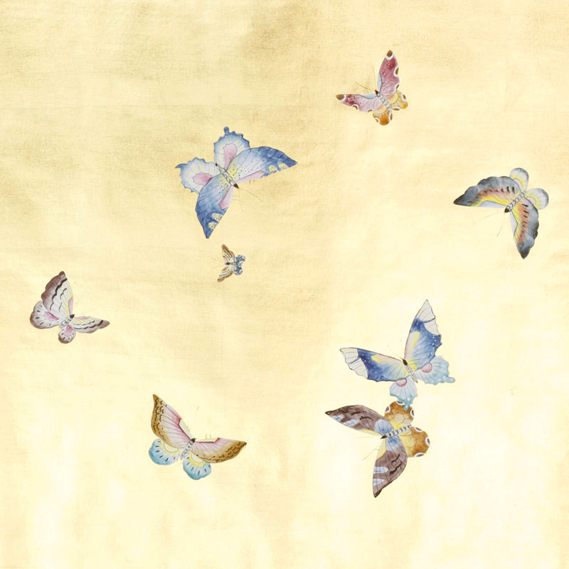 Обои ручная роспись Butterflies Special Colourway on Deep Rich Gold gilded paper Обои ручная роспись Butterflies Special Colourway on Deep Rich Gold gilded paper в Грозном | Loft Concept