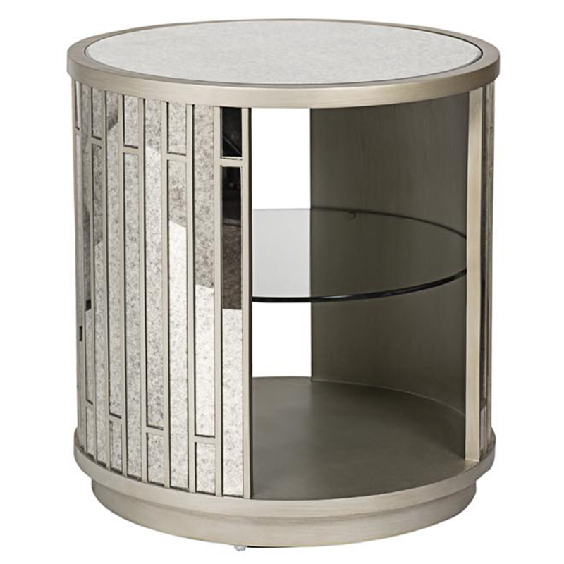 Тумба круглая Mirror Blocks Nightstand Черный Серебряный в Грозном | Loft Concept 