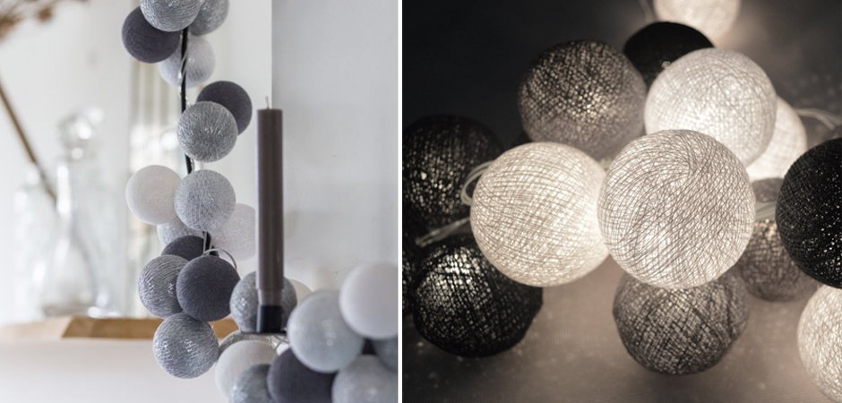 Гирлянда хлопковые фонарики Сotton Ball Silver Mix - Loft-Concept в Грозном