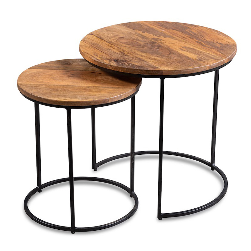 Комплект приставных столов Stafford Table lighter Черный Коричневый Комплект приставных столов Stafford Table lighter Черный Коричневый в Грозном | Loft Concept