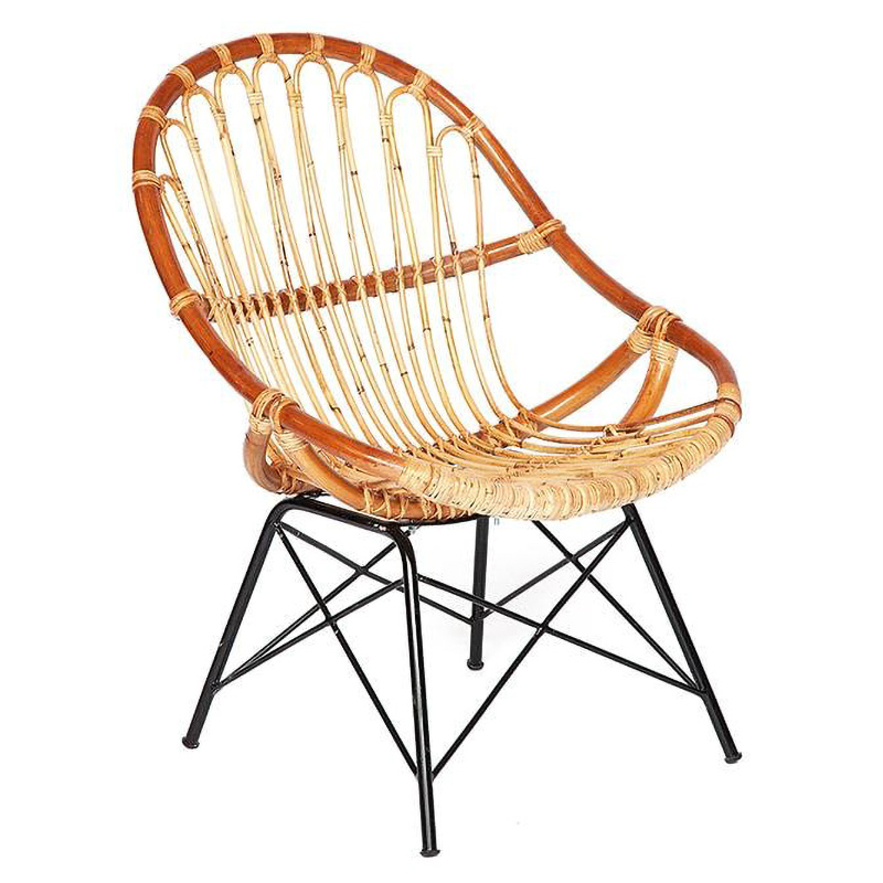 Кресло Rattan Wicker Chair Red Carcass Древесина Черный Кресло Rattan Wicker Chair Red Carcass Древесина Черный в Грозном | Loft Concept