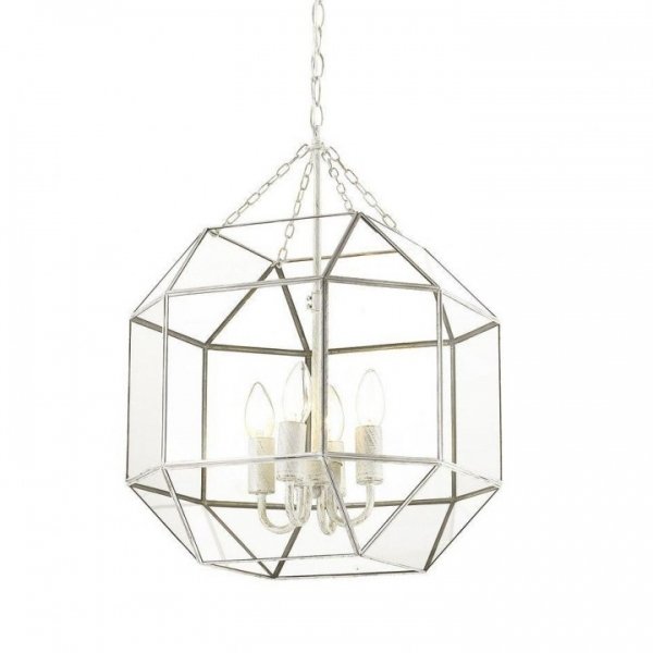 Подвесной светильник Glass & Metal Cage Pendant White 4 Белый Подвесной светильник Glass & Metal Cage Pendant White 4 Белый в Грозном | Loft Concept