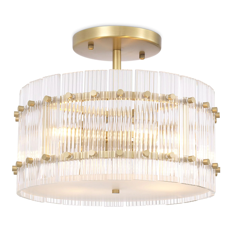 Потолочный светильник Eichholtz Ceiling Lamp Ruby Round Brass Латунь Прозрачное Стекло в Грозном | Loft Concept 
