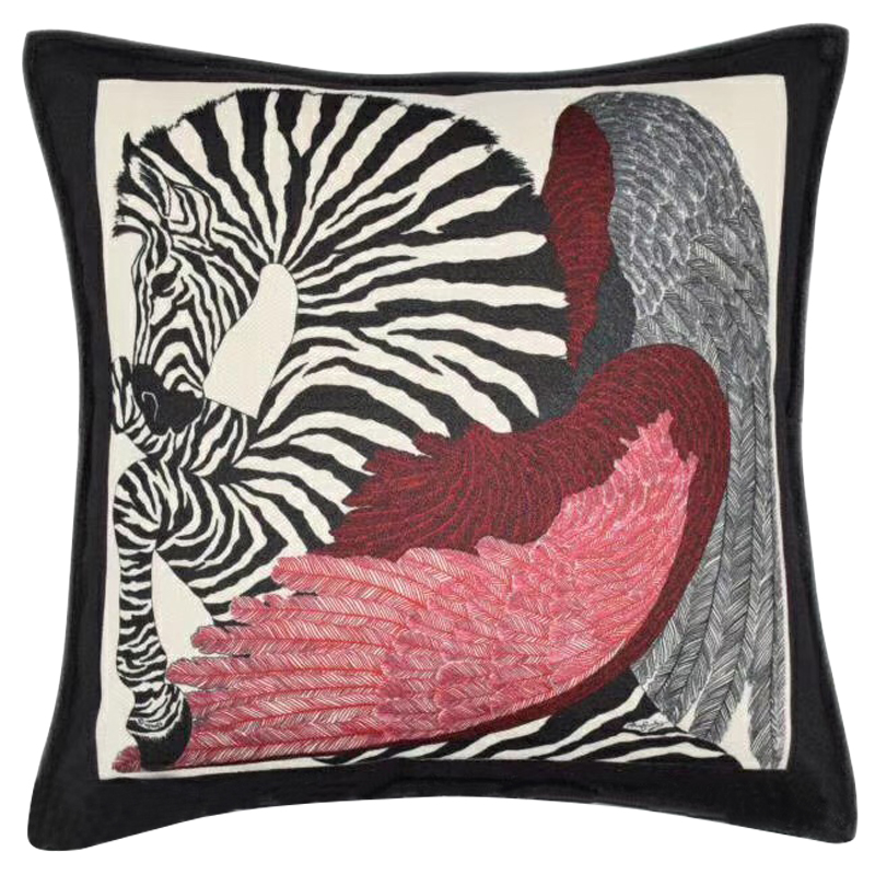 Декоративная подушка Hermes Zebra 25 Черно-белый Красный Декоративная подушка Hermes Zebra 25 Черно-белый Красный в Грозном | Loft Concept