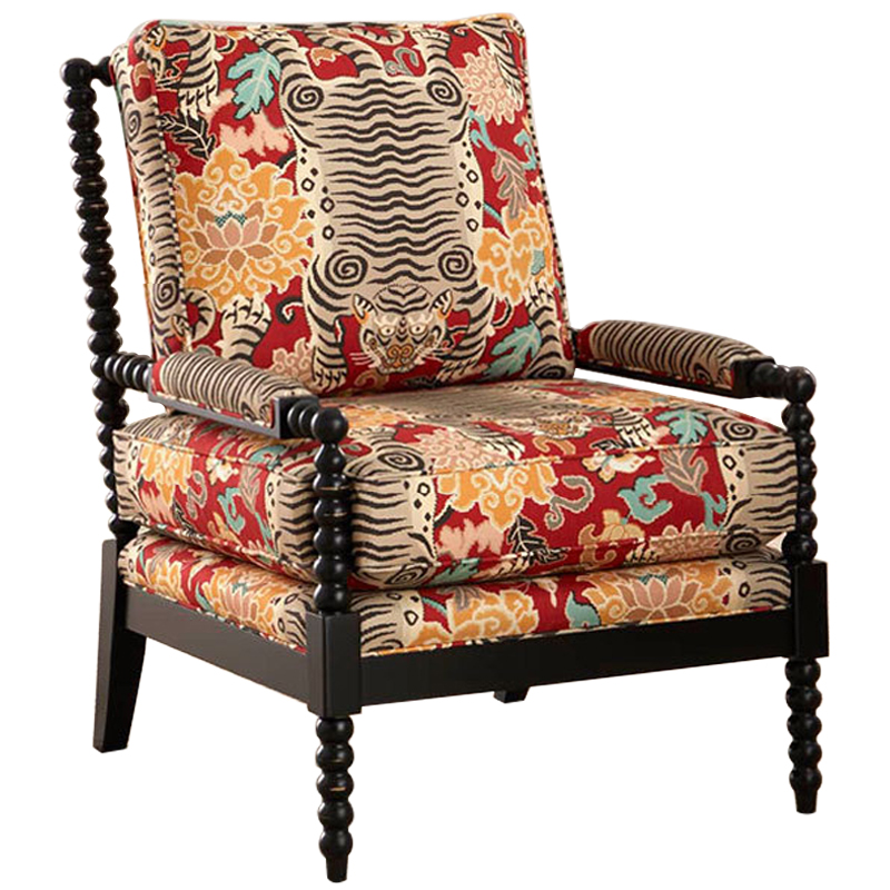Кресло Tibetan Tiger Armchair Красный Бежевый Бирюзовый Черный Кресло Tibetan Tiger Armchair Красный Бежевый Бирюзовый Черный в Грозном | Loft Concept