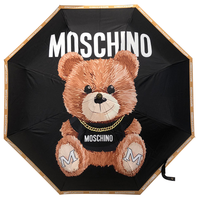 Зонт раскладной MOSCHINO дизайн 005 Черный цвет Черный Коричневый в Грозном | Loft Concept 