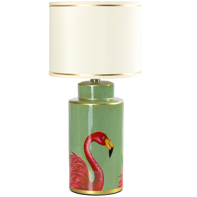 Настольная лампа Flamingos Green Lampshade Зеленый Розовый Бежевый Настольная лампа Flamingos Green Lampshade Зеленый Розовый Бежевый в Грозном | Loft Concept
