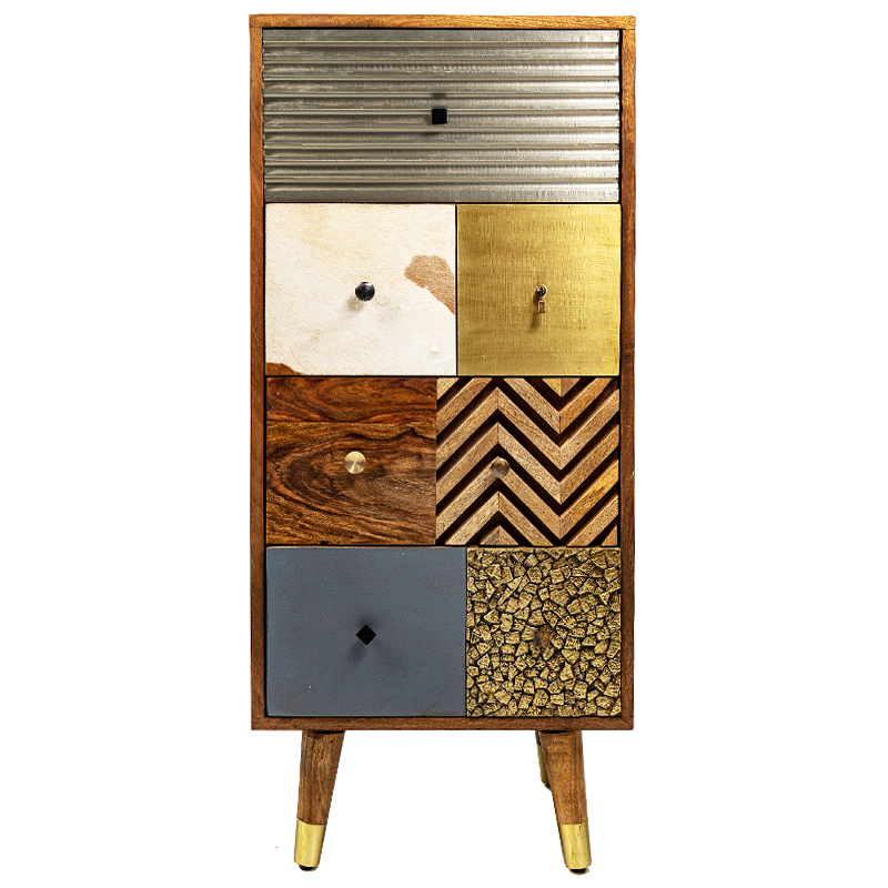 Высокий комод Handmade Wooden Furniture Коричневый Серебряный Золотой Синий Высокий комод Handmade Wooden Furniture Коричневый Серебряный Золотой Синий в Грозном | Loft Concept