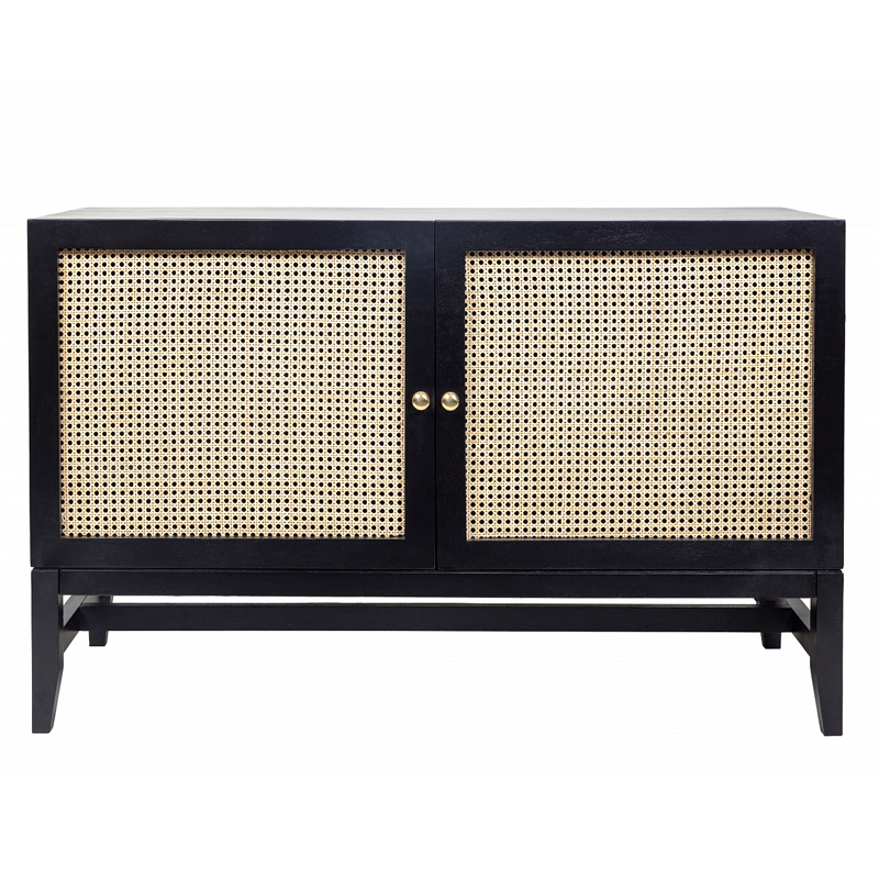 Комод с сетчатыми дверцами Rattan Бежевый Черный Комод с сетчатыми дверцами Rattan Бежевый Черный в Грозном | Loft Concept