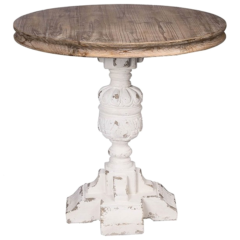 Круглый обеденный стол Aged Wood Коричневый Белый Круглый обеденный стол Aged Wood Коричневый Белый в Грозном | Loft Concept
