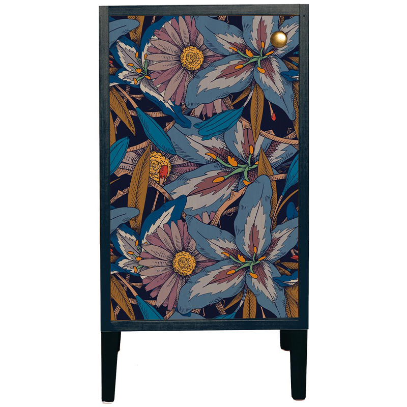 Шкаф с цветочным изображением Blue Floral Print Cabinet Синий Мульти Шкаф с цветочным изображением Blue Floral Print Cabinet Синий Мульти в Грозном | Loft Concept