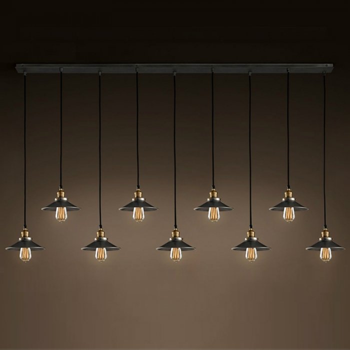 Потолочный светильник Loft Cone Pendant Line 9 Черный матовый Потолочный светильник Loft Cone Pendant Line 9 Черный матовый в Грозном | Loft Concept