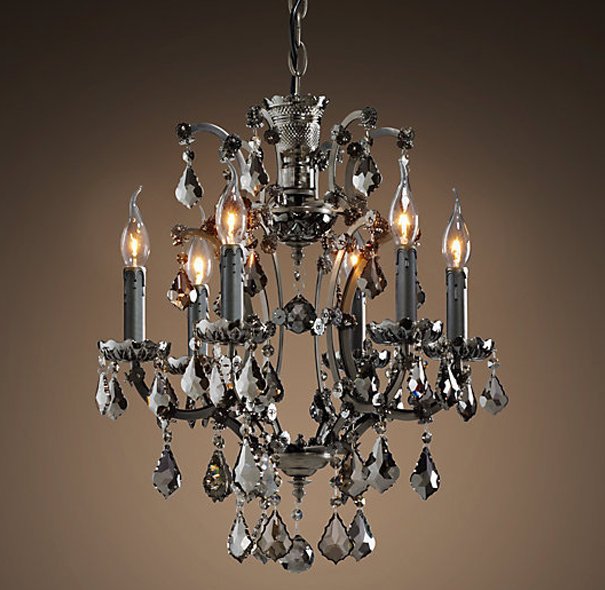 Люстра 19TH C. ROCOCO IRON & Smok CRYSTAL 6 Графит Стекло Смок в Грозном | Loft Concept 
