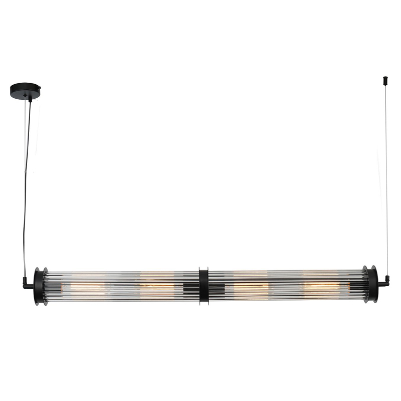 Люстра с рифленым плафоном Glass Tube Black Черный Прозрачный Люстра с рифленым плафоном Glass Tube Black Черный Прозрачный в Грозном | Loft Concept
