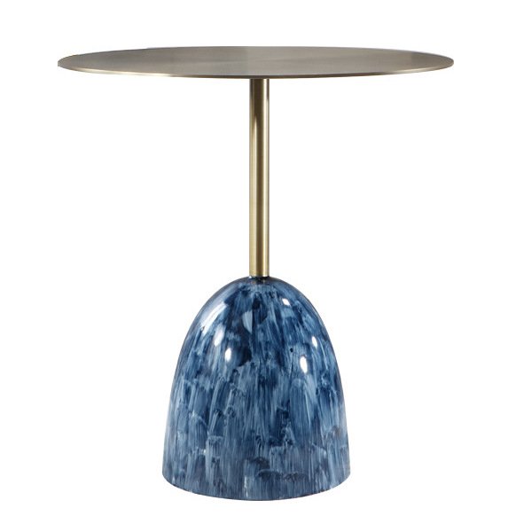 Приставной стол Blue Stains Table Латунь Синий Приставной стол Blue Stains Table Латунь Синий в Грозном | Loft Concept