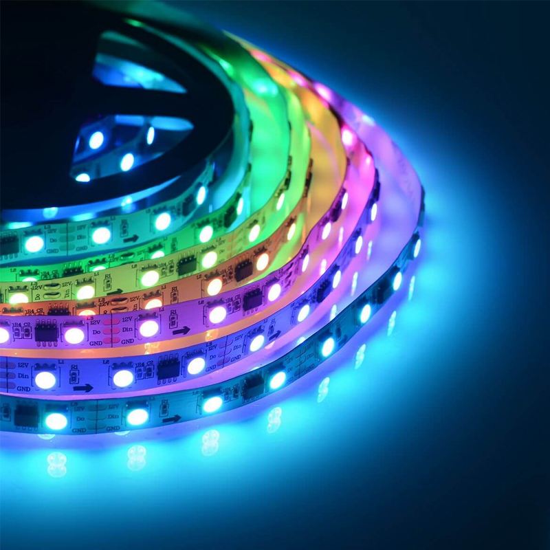 Комплект цифровой светодиодной ленты 14,4W/m 60Led/m 5050SMD разноцветная 5M Белый Комплект цифровой светодиодной ленты 14,4W/m 60Led/m 5050SMD разноцветная 5M Белый в Грозном | Loft Concept