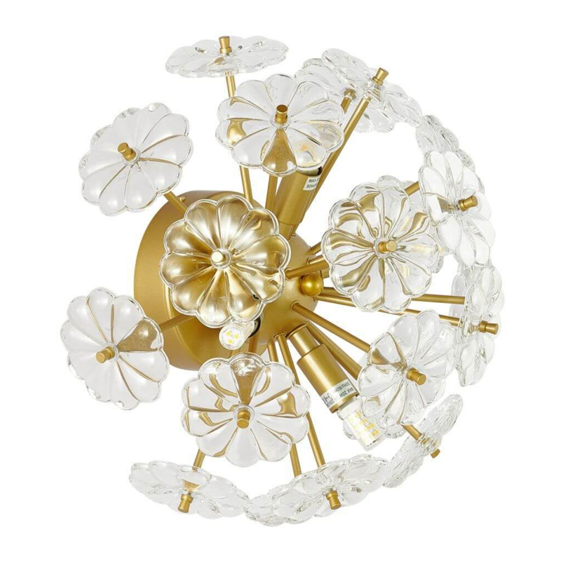 Бра Glass Flowers Sputnik Wall Lamp матовое золото Прозрачное Стекло Бра Glass Flowers Sputnik Wall Lamp матовое золото Прозрачное Стекло в Грозном | Loft Concept