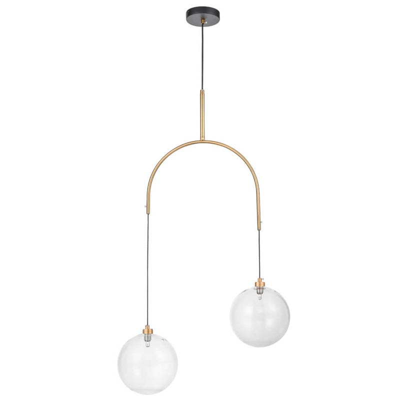 Люстра Two Hanging Ball Chandelier Золотой Прозрачный Черный Люстра Two Hanging Ball Chandelier Золотой Прозрачный Черный в Грозном | Loft Concept