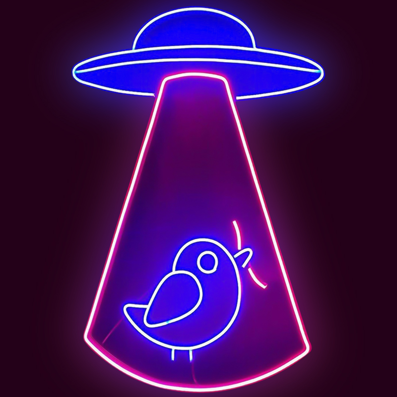 Неоновая настенная лампа UFO and Bird Neon Wall Lamp Синий Лиловый Неоновая настенная лампа UFO and Bird Neon Wall Lamp Синий Лиловый в Грозном | Loft Concept