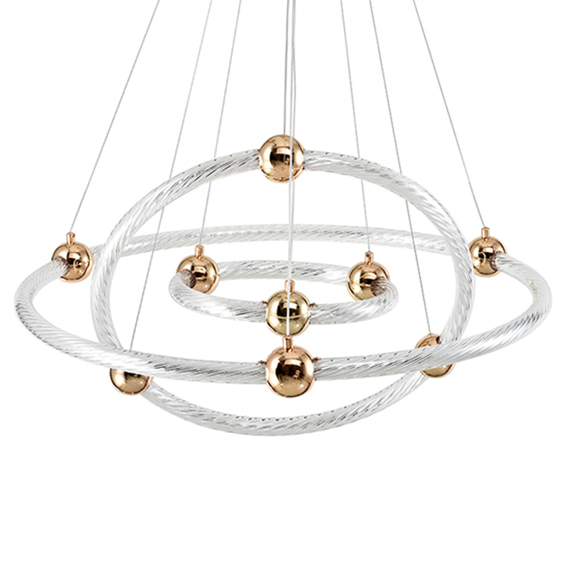 Люстра подвесная светодиодная в виде 3-х колец Lighting Rings Gold Золотой Белый Люстра подвесная светодиодная в виде 3-х колец Lighting Rings Gold Золотой Белый в Грозном | Loft Concept