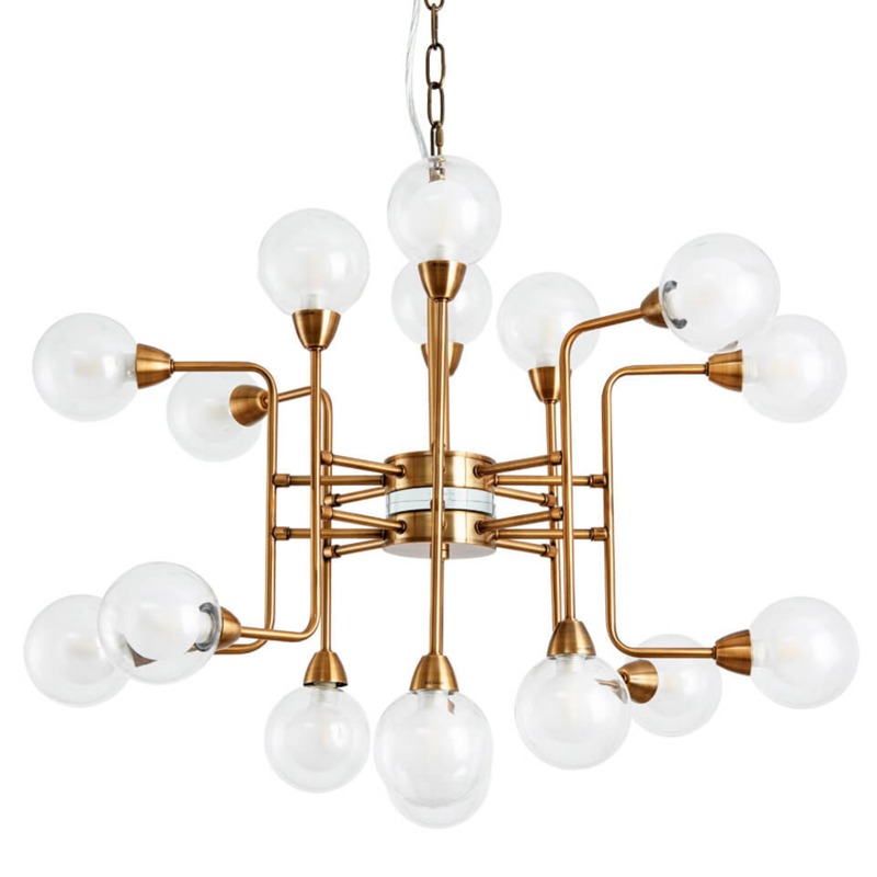 Люстра Bistro Globe Milk Chandelier 16 Прозрачный белый Латунь Люстра Bistro Globe Milk Chandelier 16 Прозрачный белый Латунь в Грозном | Loft Concept