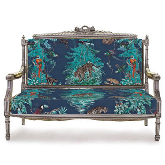 Антикварный Диван Canape в обивке Hermes Equateur imprime Синий Антикварный Диван Canape в обивке Hermes Equateur imprime Синий в Грозном | Loft Concept