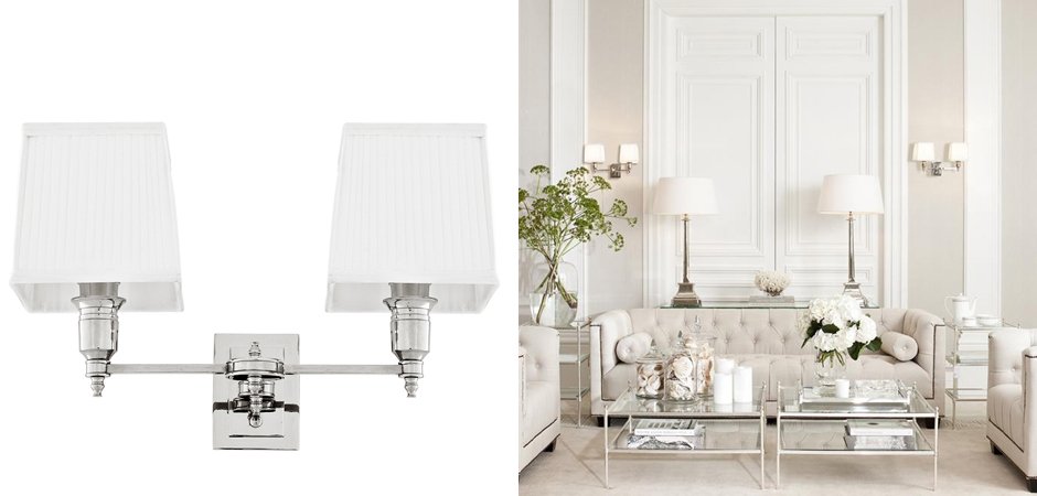 Бра Wall Lamp Lexington Double Nickel+White Бра Wall Lamp Lexington Double Nickel+White - Loft-Concept в Грозном