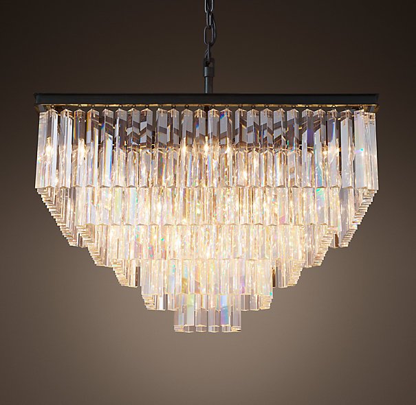 Люстра RH 1920s Odeon Clear Glass Fringe Chandelier - 5 square Черный Люстра RH 1920s Odeon Clear Glass Fringe Chandelier - 5 square Черный в Грозном | Loft Concept
