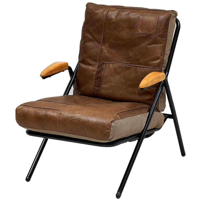 Дизайнерское кожаное кресло в стиле Лофт Bronwyn Leather Armchair Коричневый Черный Древесина Дизайнерское кожаное кресло в стиле Лофт Bronwyn Leather Armchair Коричневый Черный Древесина в Грозном | Loft Concept