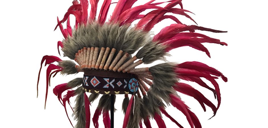 War bonnet Индейский венец из перьев красный War bonnet Индейский венец из перьев красный - Loft-Concept в Грозном