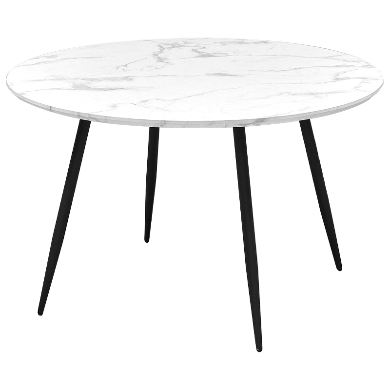 Стол круглый Calvert Table белая столешница с рисунком под мрамор Белый Черный Стол круглый Calvert Table белая столешница с рисунком под мрамор Белый Черный в Грозном | Loft Concept