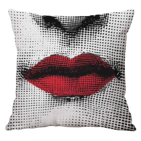 Декоративная подушка Fornasetti lips red Красный (Red) Декоративная подушка Fornasetti lips red Красный (Red) в Грозном | Loft Concept