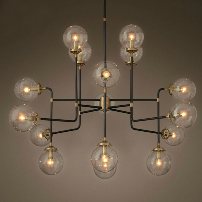 Люстра Bistro Globe Clear Glass Chandelier 16 Черный Люстра Bistro Globe Clear Glass Chandelier 16 Черный в Грозном | Loft Concept