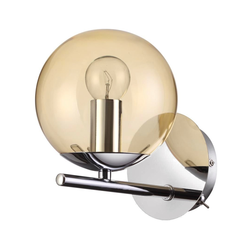 Бра Bolle Hanging Lamp Amber Хром Янтарь (Amber) Бра Bolle Hanging Lamp Amber Хром Янтарь (Amber) в Грозном | Loft Concept