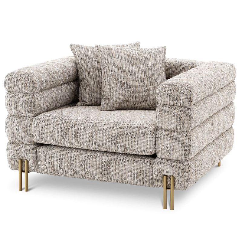 Кресло Eichholtz Chair York Бежево-серый Латунь Бежево-серый Матовая латунь Кресло Eichholtz Chair York Бежево-серый Латунь Бежево-серый Матовая латунь в Грозном | Loft Concept
