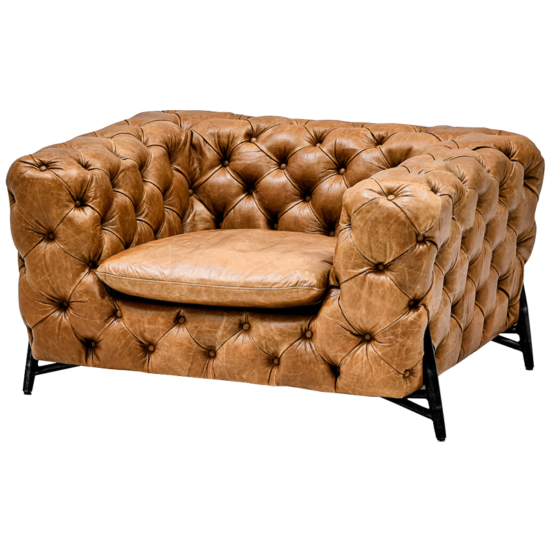 Кресло Hendrica Capitone Chair Карамель Черный Кресло Hendrica Capitone Chair Карамель Черный в Грозном | Loft Concept