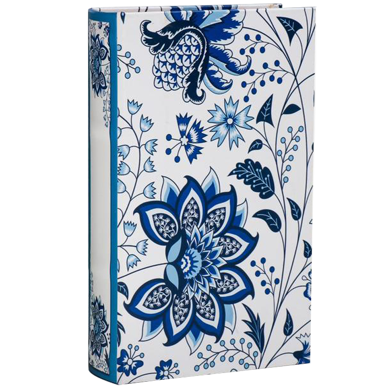 Шкатулка-книга с сейфом Fabulous Flowers Book Box Синий Белый Шкатулка-книга с сейфом Fabulous Flowers Book Box Синий Белый в Грозном | Loft Concept