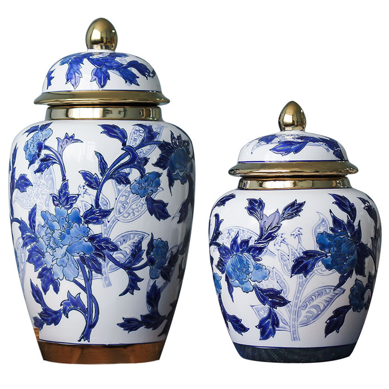 Вазы Porcelain Oriental Blue Ornament Vases Синий Белый Золотой Вазы Porcelain Oriental Blue Ornament Vases Синий Белый Золотой в Грозном | Loft Concept