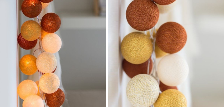 Гирлянда хлопковые фонарики Сotton Ball Gold-Copper - Loft-Concept в Грозном