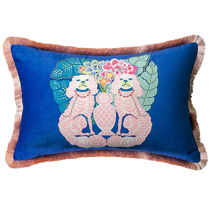 Декоративная подушка Two Dogs on Blue Long Cushion Синий Мульти Декоративная подушка Two Dogs on Blue Long Cushion Синий Мульти в Грозном | Loft Concept