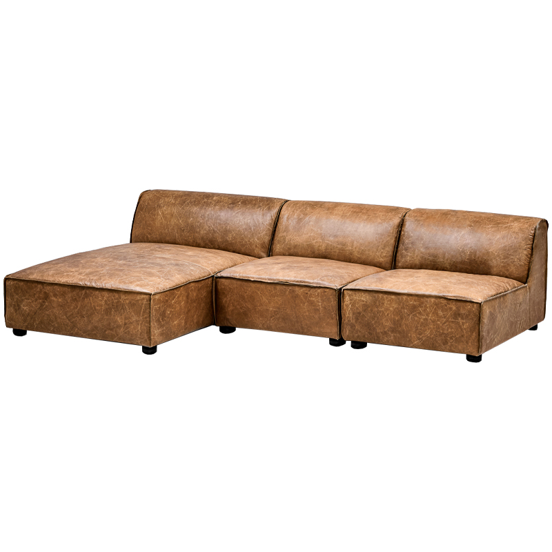 Диван Diehl Leather Sofa Карамель Хром в Грозном | Loft Concept 